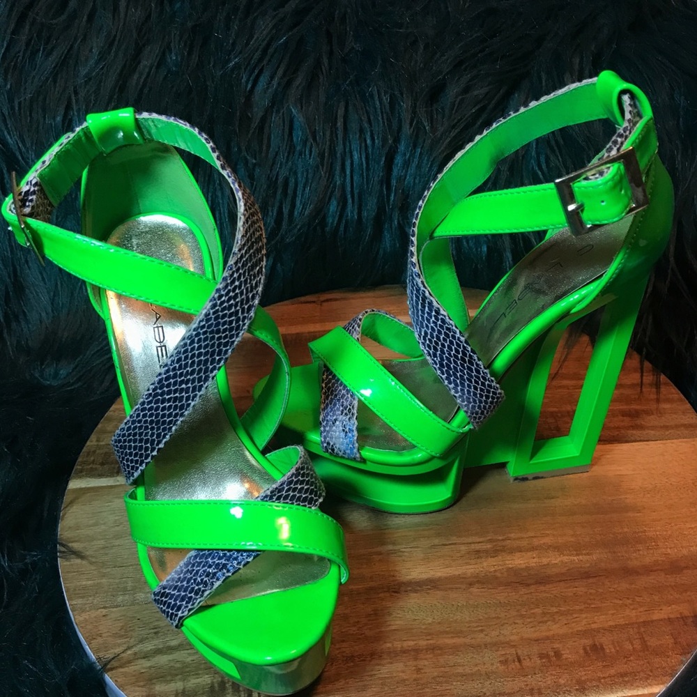 Pre-owned C Label Lime Green Cutout Heels